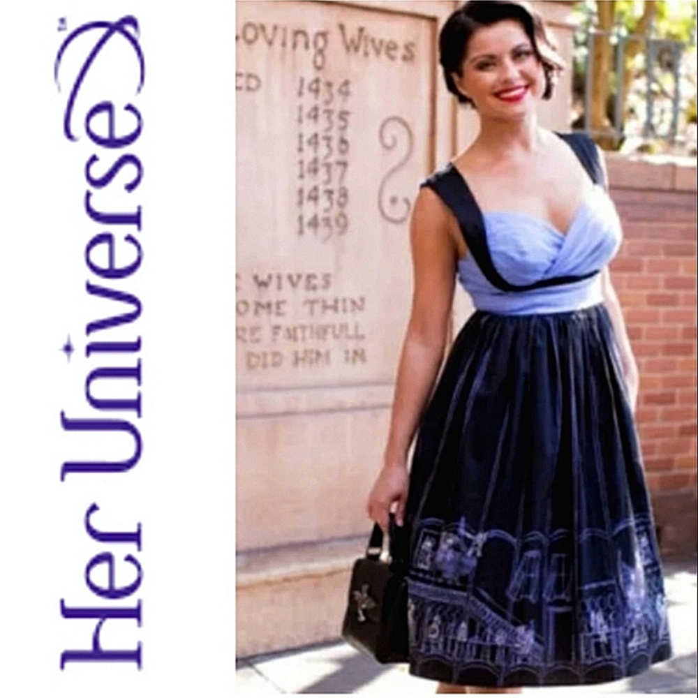NWT Disneys Haunted Mansion Her Universe The Dress Shop Blue/Black Dress - Picture 16 of 16